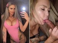 네 발로 보지를 빨고주는 입이 많은 금발 밀라나
